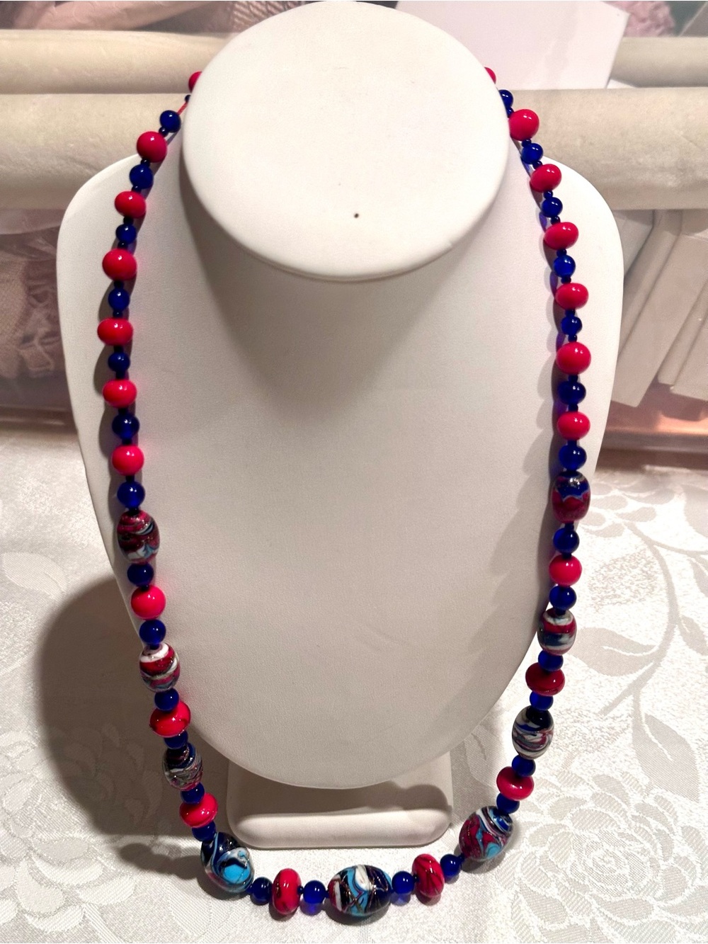Vintage Italian Murano Venetian Lampwork Glass Statement Necklace